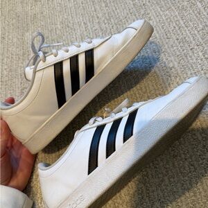 adidas White Sneakers with Black Three-Stripes